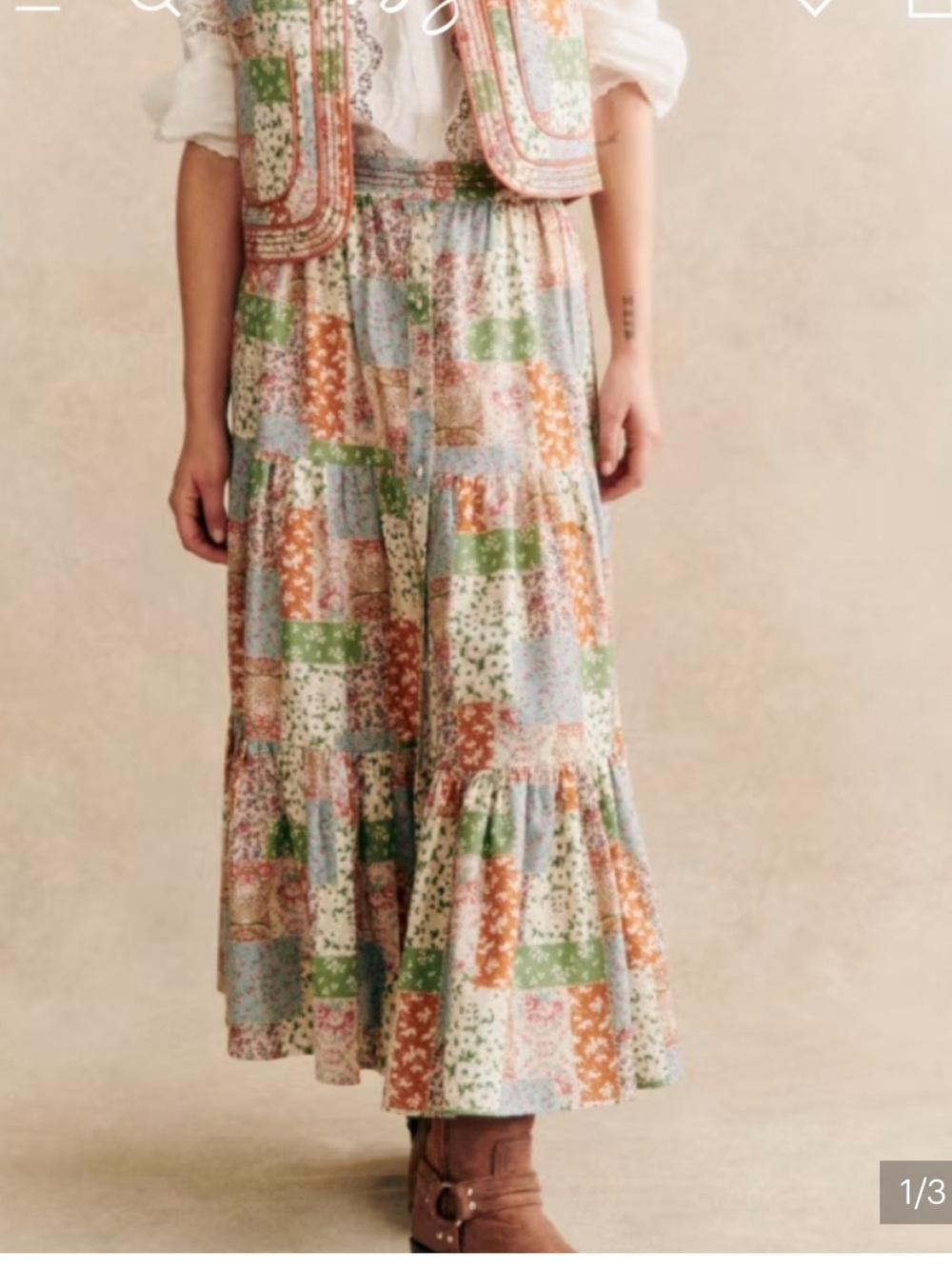 Sezane Loffia Skirt Flowers Patchwork Print - Size 4